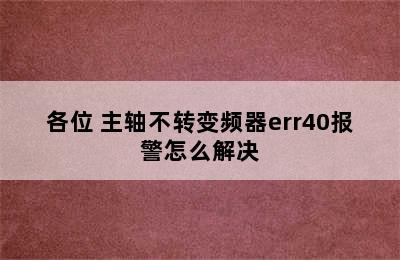 各位 主轴不转变频器err40报警怎么解决